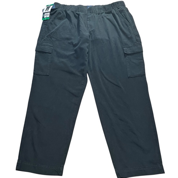 GAP Twill Cargo Pants Black Size XL Pull On Elastic Waist Casual Pockets NWT - Picture 2 of 15